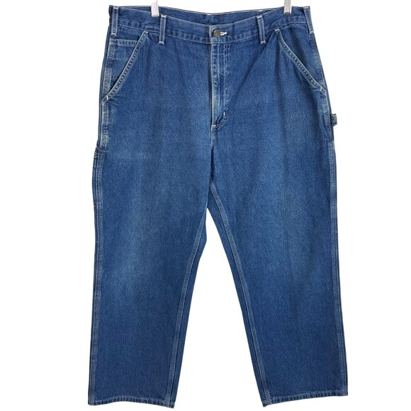 Carhartt Carpenter Jeans Dungaree Fit 38x30 Straight Leg Denim Blue Workwear - Picture 1 of 8